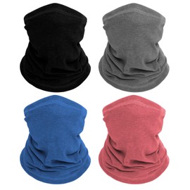 Gvhntk 4 Pack Winter Neck Warmer Gaiter Fleece Windproof Cold Weather Scarf Face Cover Mask for Men Women