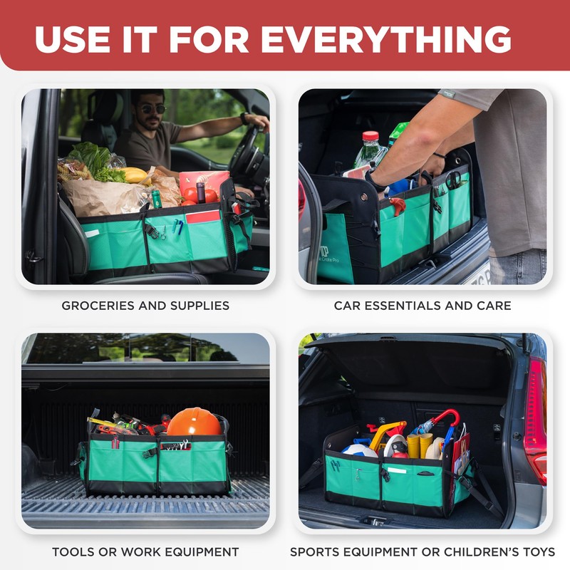 TRUNKCRATEPRO Teal Car Accessories Trunk Organizer Premium Multi Movable Compartments