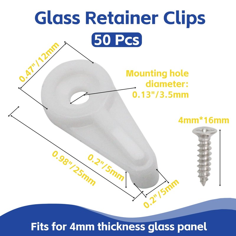 suiwotin 50pcs Mirror Hanging Clips, Glass Retainer Clips, Plastic Mirror