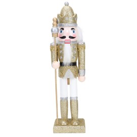BESPORTBLE Traditional Wooden Nutcracker: 12 Inch Christmas Decor, Nutcracker Figurine Ornament, Desktop Decoration 1pc Golden