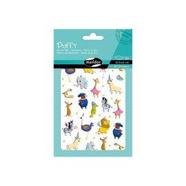 Maildor - Ref AE145C - Puffy Stickers (Single Sheet) - 10.5 x 16cm - Zoo Animals Party Designs - 37 Stickers Total, Sparkly & Glittery 3D Effect Stickers