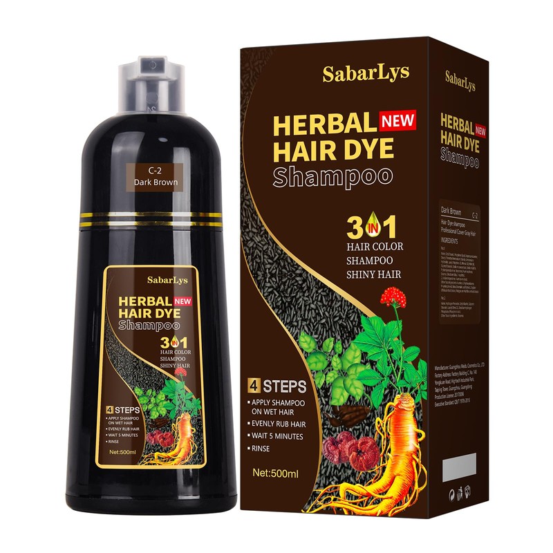 Hair Dye Shampoo, 500 ml Dark Brown Hair Colour Shampoo