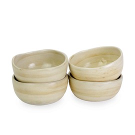 roro 3.5-Inch Ceramic Dipping Bowls, Set of 4 - Handcrafted Brown Clay Style, Semi-Matte Exterior, Glossy Interior - Microwave, Oven, and Dishwasher Safe