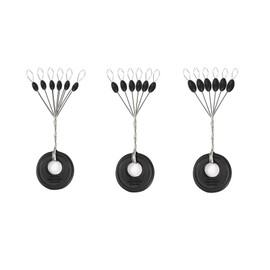 Lavie&Camus 720PCS Fishing Bobber Stopper, Oval Floats Sinker Stops, 6 in 1 Black Rubber Bobber Stops, L M S Size Float Stop Kit