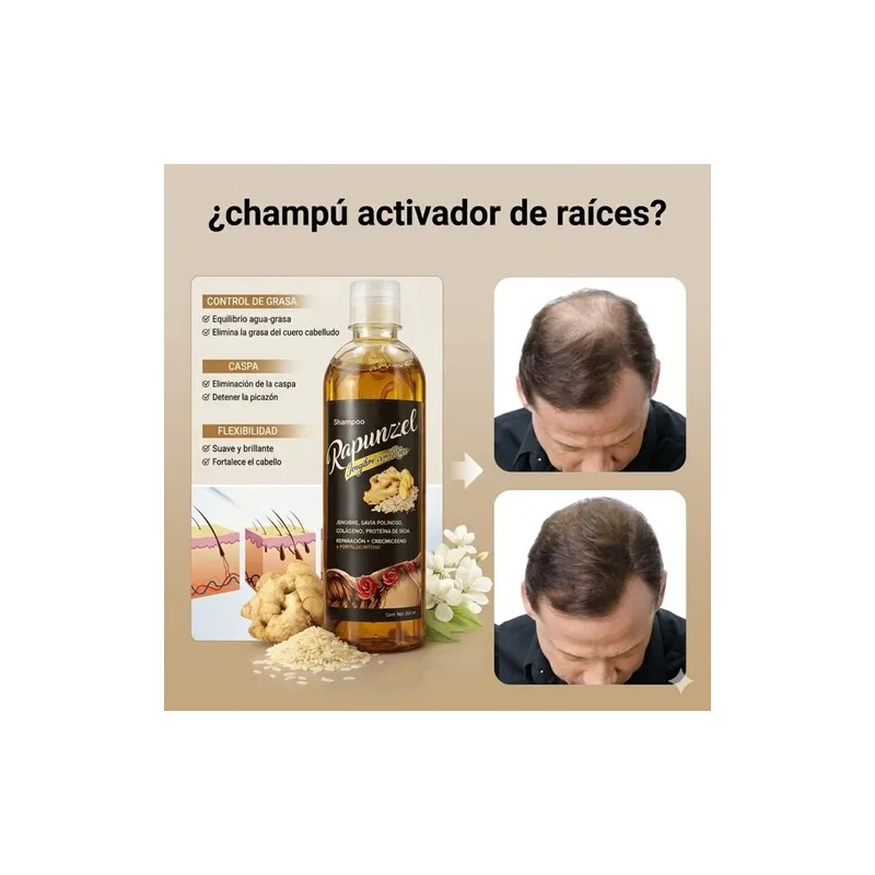 Shampoo Rapunzel Romero Jengibre Estimula Crecimiento