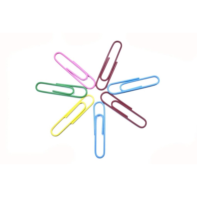Alevar 100 Coloured Paper Clips Box Laminated Steel 50mm No.5