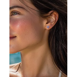 KeyStyle 925 Sterling Silver Garnet Birthstone Stud Earrings,Hypoallergenic Round Stud Earrings for Women Small Dainty Cubic Zirconia Stud Earrings 5mm,Gold