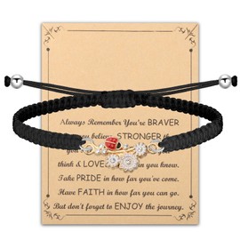 BNQL Ladybug Bracelets Gifts for Women Girls Ladybug Charm Bracelet Ladybug Jewelry Inspiration Ladybug Gifts Ladybug Lover Gifts, Large, Stainless Steel, no gemstone