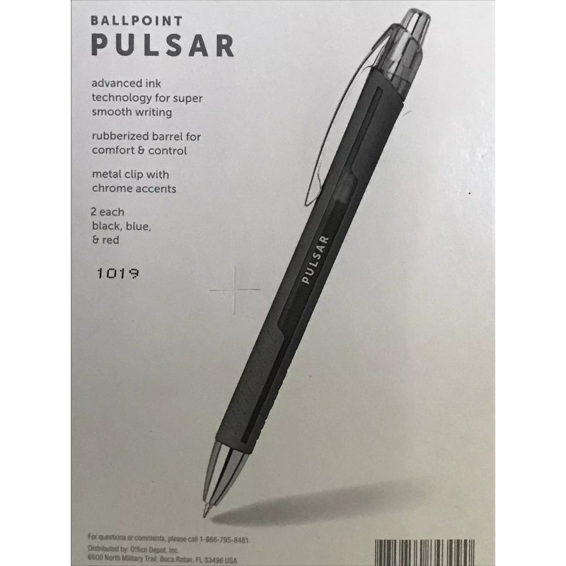 Foray O.D.- Pulsar Retractable Ballpoint Pens, 0.8 mm, Medium Assorted