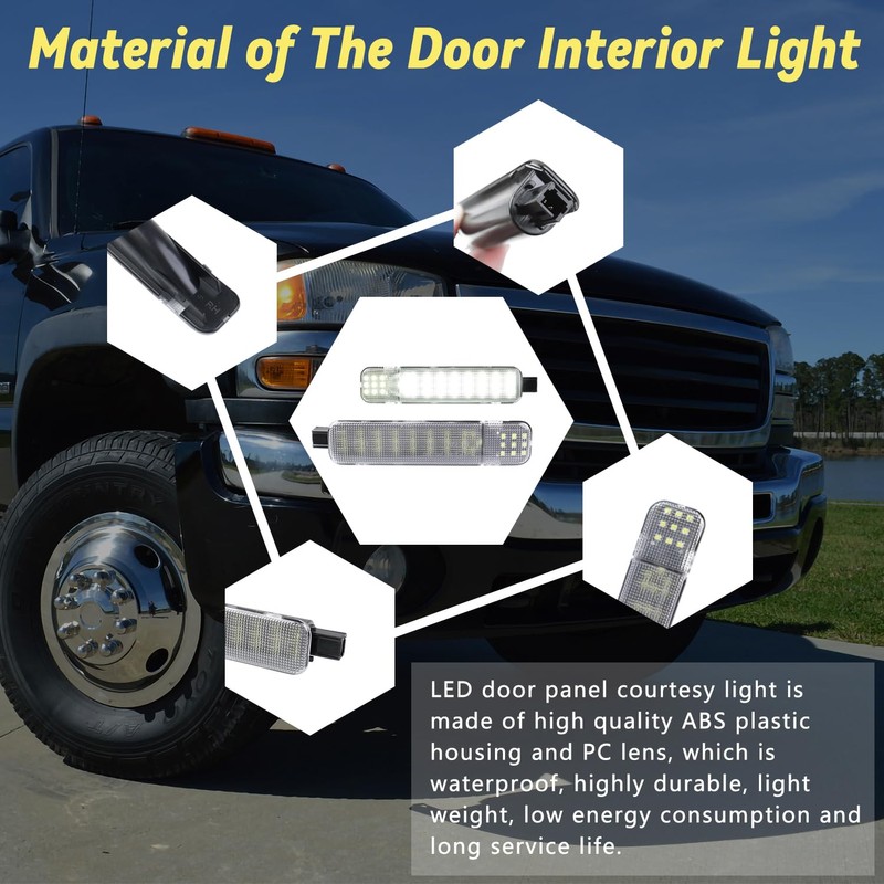 LED Door Interior Panel Courtesy Lights Door Warning Lamp Compatible