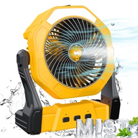 Ausic Portable Misting fan, 8-Inch Cooling Mist Fans, 10000mAh USB Rechargeable Battery Powered Fan with Mister, 250mL Water Tank & LED Lantern, for Home Desk, Bedroom, Office, Outdoor&Indoor Use