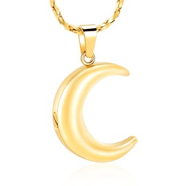Cremation Jewellery for Ashes Moon Urn Necklace Stainless Steel Memorial Lockets Keepsakes Jewellery for Ash Pendant - Fill Kit, Stainless Steel, No Gemstone