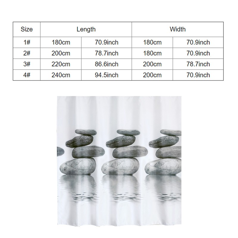 Gray Stone Shower Curtain Waterproof Mildew Proof Bath Curtain with