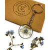Handmade Forget Me Not Keyring with Cotswold Pressed Flowers. Silver