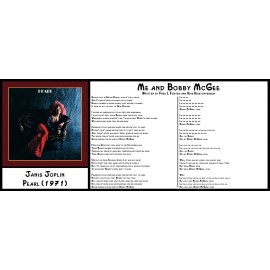 Album Lyric Poster - Janis Joplin - Pearl (1971) - Me and Bobby McGee 10" x 24"