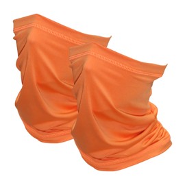 SHEVERCH 2 pack Orange Neck Gaiter Mask for Men Women UV Sun Protection Windproof Gator Face Cover Scarf Fishing Cycling Hiking Ski