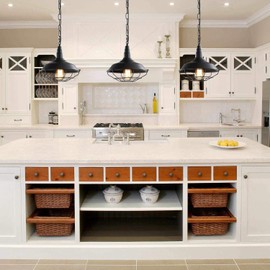 UShe DHome Black Farmhouse Pendant Light 3 Pack Industrial Hanging Light Fixtures Metal Wire Cage Pendant Lighting with Adjustable Chain for Kitchen Island Barn Dining Room Sink