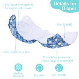 babygoal Newborn Cloth Diapers Pack of 13 for 5-12lbs Preemie Girl, Cloth Diaper Covers 6 Pack with 6pcs Inserts and Wet Bag, Reusable Washable & Waterproof