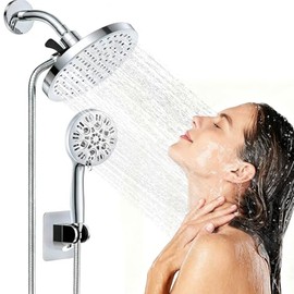 Dual Regaderas para Baño Alta Presion con Múltiples Modos Regadera de Telefono de Mano Y 8"Cabeza de Ducha de LLuvia con Manguera Fácil de Instalar pa