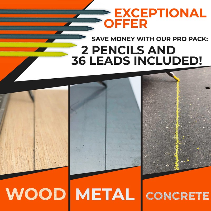 THORVALD 2 Carpenter Pencils Set for Construction - Incl. 38