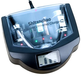 Shitanchao D|C|AA|AAA|9V Charger for Rechargeable NiMh NiCd 1.2V Battery 1.5V Alkaline Battery Universal Charger 5 Independet Slots with Discharge Charge|Charge|Bad Battery Detect Function (Black)