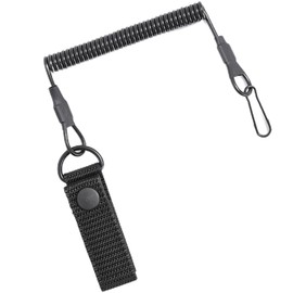 sundrerfect Paracord Tactical Lanyard, Spiral Key Ring, Elastic Fishing Lanyards, Tactical Lanyard Spiral Key Ring, Safety Rope for Fishing, black