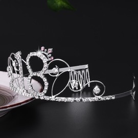 veewon 18th Birthday Tiara Crown Crystal Princess Crowns Happy Birthday Hair Accessories