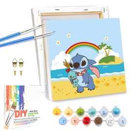 LAISU Painting by Numbers with Frame for Adults Children Beginners 20 x 20 cm Paint by Numbers Set with Canvas, Brushes and Acrylic Paints, DIY Painting Set Gift Idea for Children from 6 Years