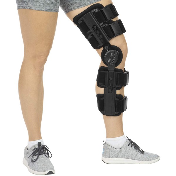 Vive ROM Knee Brace - Hinged Immobilizer for ACL, MCL and PCL Injury - Orthosis Stabilizer for Women and Men - Adjustable Recovery Support for Orthopedic Rehab, Post Op, Meniscus Tear, Right, Left Leg