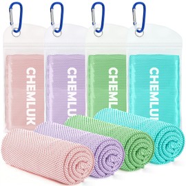 CHEMLUK 4 Packs Cooling Towels: Instant Cool Towel for Neck and Face Hot Weather UPF50 Quick Dry Microfiber Sweat Towels for Gym Workout Sports (40"x12")