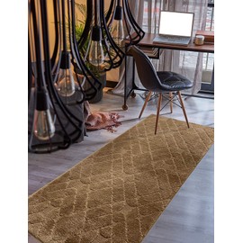 Custom Size Hallway Runner Rug Trellis Brown Color 31 inch Wide Select Your Length Non-Slip (Skid Resistance) Rubber Backing 7 feet x 31 inch (Color Options Available)