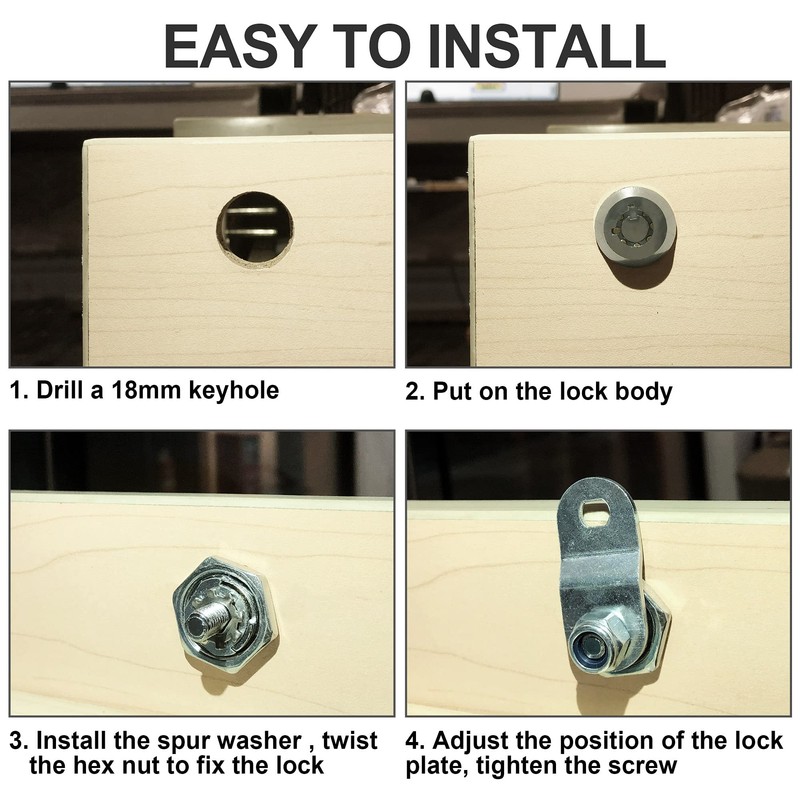 inBovoga 6 Pack Cabinet Locks with Key, 1-1/8" Cam Lock,