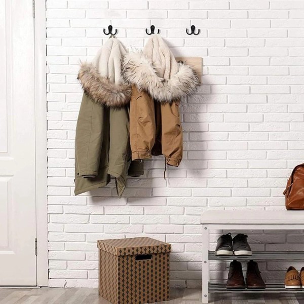 NoBrand 2 Pcs Double Prong Robe Hooks, Dual Coat Hooks