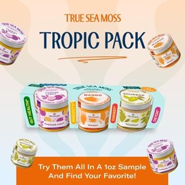 TrueSeaMoss Top 3 Best-Selling Gels – 1 oz Jars: Strawberry, Mango & Soursop – Rich in Minerals & Vitamins – supports immunity, improves digestion, boosts energy, promotes skin & hair health:_Tropic pack