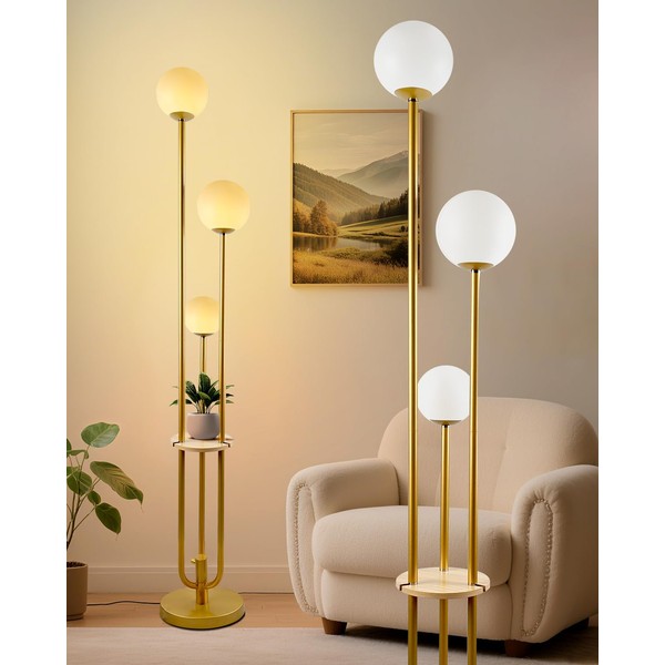 Lightdot LED Floor Lamp Dimmable Gold Globe Floor Lamps with