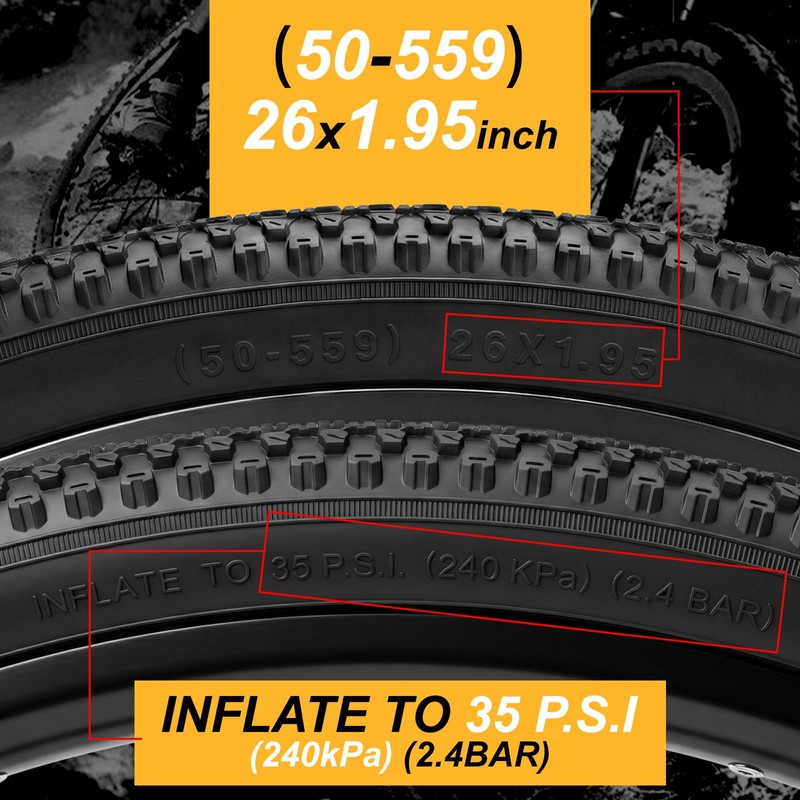WHEELO Mountain Bike Tires Set: 2-Pack 26x1.95 inch Folding Replacement