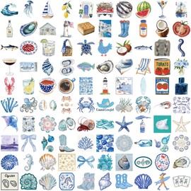Blue Coast Graffiti Stickers for Motivate Gift Favors,100 PCS Blue Series Cute Style Stickers for Skateboard Guitar Bicycle Luggage Phone,DIY Waterproof Decoration Teens Girls Children