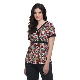 KOI Women's 1003TKD Stretch Luna tokidoki Scrub Top (Holiday Unicorno, Small)