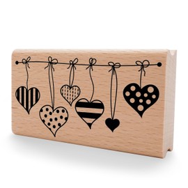 Newstamps Stamp Heart Garland Motif Stamp Made of Wood and Rubber for Cards and Gifts Making, Wooden Stamp for Love, Scrapbook, Textile Stamp, Decoration, Friends