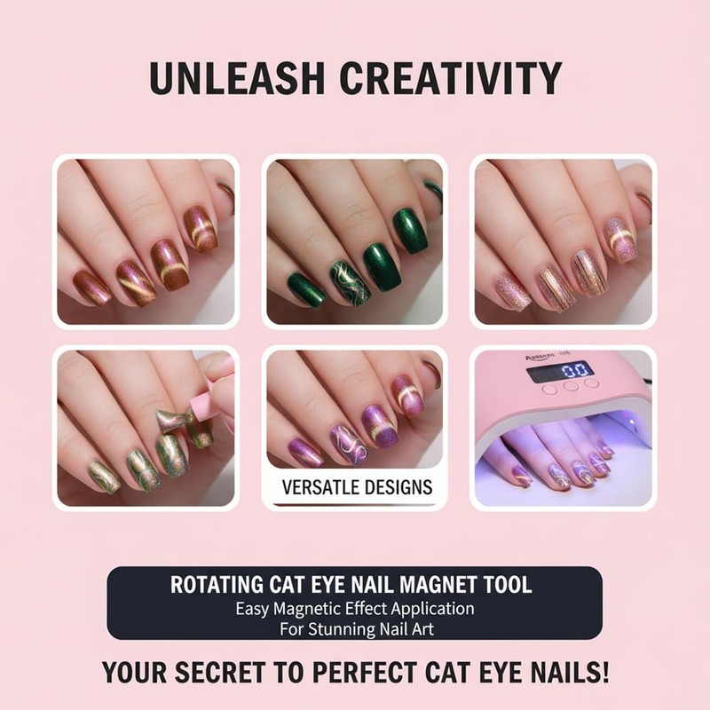 360° Rotating Cat Eye Magnet for Nails,Glass Bead Nail Magnet