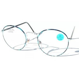 by De'Vons Optics Inc. Est. Since 1983 NWT Vintage 90's Round Metal Bi-Focal Reading Glasses +2.00 (Silver/Blue)