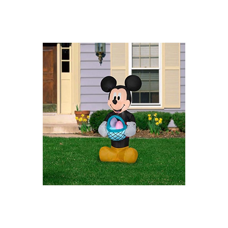 Gemmy Airblown Inflatable Mickey Mouse with Easter Basket, 3.5 ft