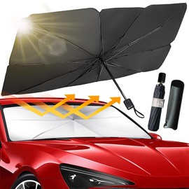 Car Windshield Sun Shade, Foldable Umbrella Reflective Sunshade, for Car Front Window Block UV Rays and Heat Car Visor Keep Vehicle Cool Cover Most Cars, SUV, Truck for Auto Windshield -55 x 31 in