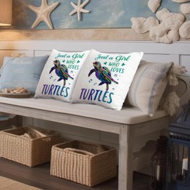 Nogrit Turtle Pillow Covers,sea Turtle Pillow Covers,Who Loves Turtles Hearts Throw Pillow Cover 18x18, Turtle Gifts for Women,Gifts for Turtle Lovers Girls Women,Turtle Decor for Home,Turtle Decor