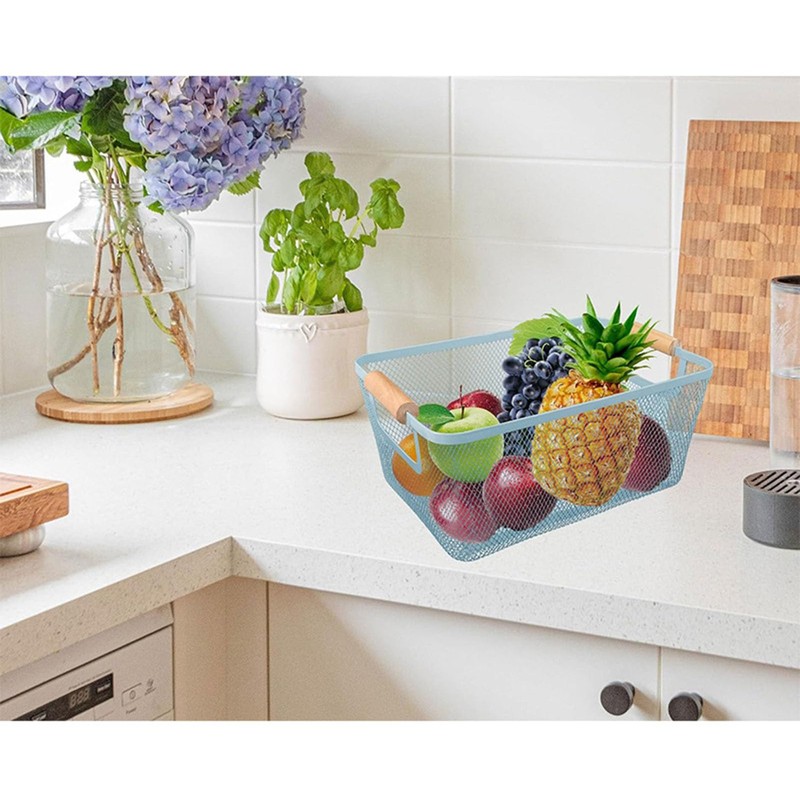 AJIODA Metal Mesh Steel Basket, Small Wire Storage Organizer Baskets