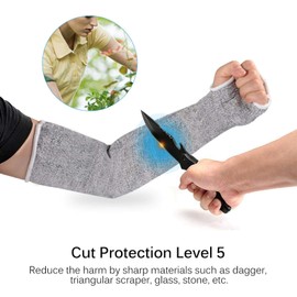 Kuuleyn Protective Sleeves for Arms, Cut Resistant Sleeves, Cooking Gardening Forearm Sleeves with Thumb Hole Arm for Men Women Garden Kitchen Work 1 Pair, gray
