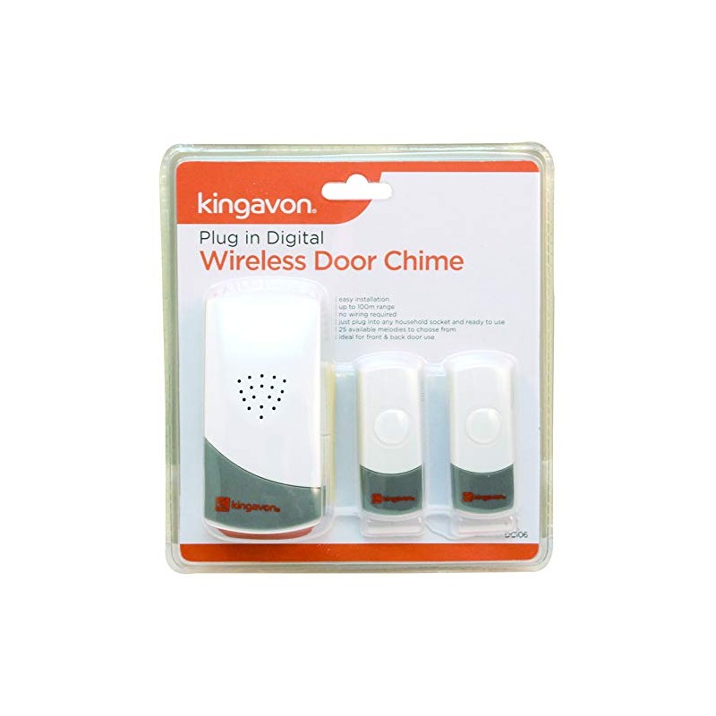 Kingavon BB-DC106 Plug-in Digital Wireless Door Chime with Extra Transmitter
