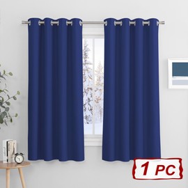 PONY DANCE Blackout Curtain for Bedroom - 52x 54 inch Eyelet Top Thermal Insulation Room Darkening Window Treatment Blackout Curtain for Bedroom/Nursery Décor, 1 Piece, Blue