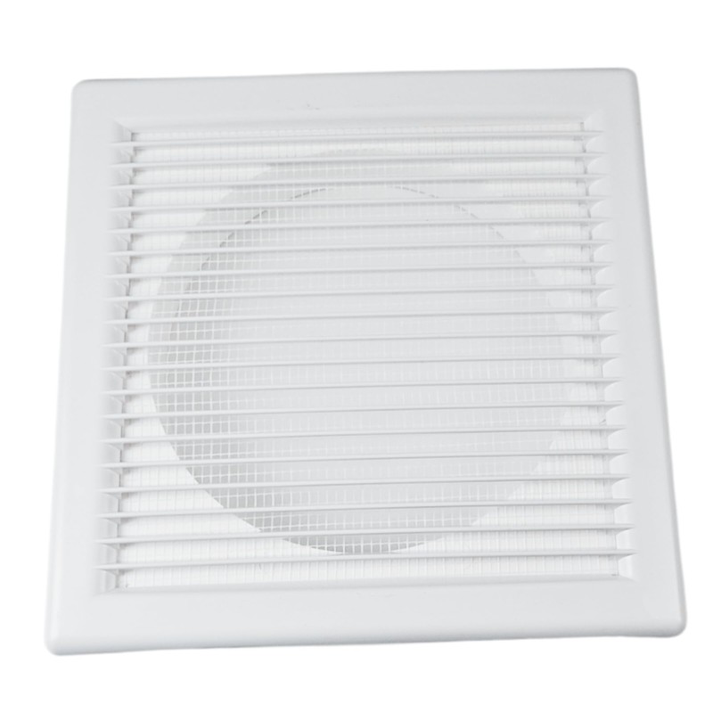 Square White Ventilation Grille with Flyscreen - Round Ø 150mm