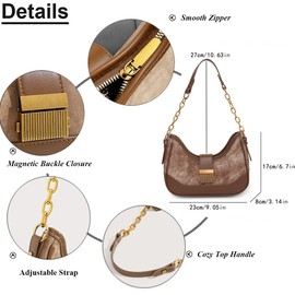 RTGGSEL Women's Contrast Color Plaid Striped Saddle Crossbody Shoulder Underarm Satchel Handbag Tote Clutch Purse Hobo Bag (Chain White & Black)